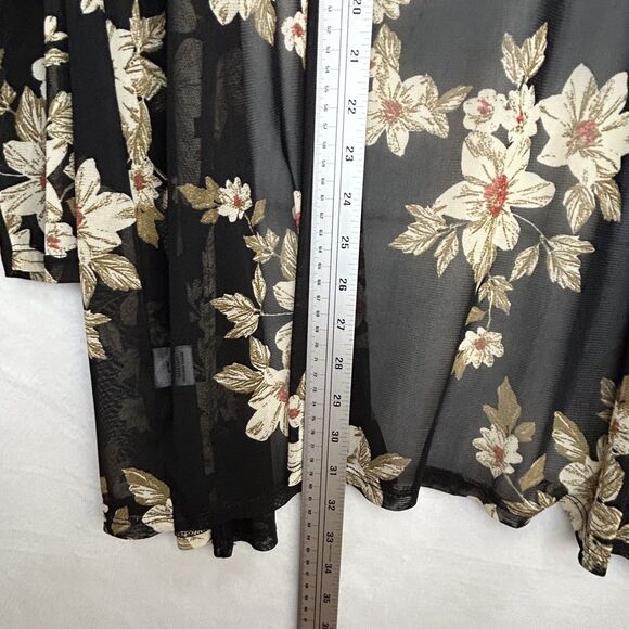 Sheer Kimono Black Floral Sz S Roses layering goth romantic fairy core witchy - Picture 7 of 8